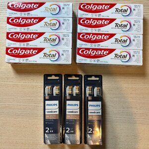 Philips Sonicare Toothbrush Heads (6 heads) + Colgate Toothpaste bundle